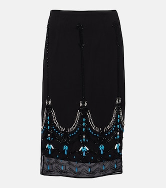 Beaded jersey midi skirt | Xu Zhi