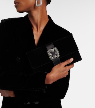 Clutch Capri de terciopelo adornado | Manolo Blahnik