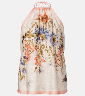 Floral halterneck open-back silk top | Etro