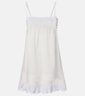 Lace-trimmed cotton slip dress | Saint Laurent