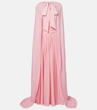 Petal Pink draped caped gown | Là Fuori