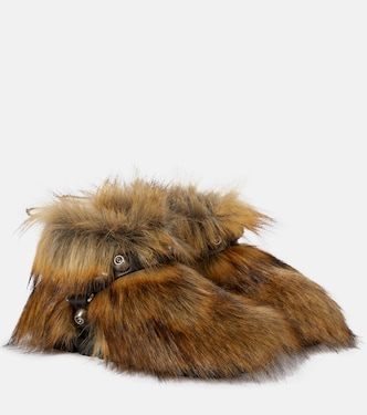 Harness-detail faux fur ankle boots | Miu Miu