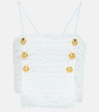 Verziertes Cropped-Top aus Tweed | Balmain