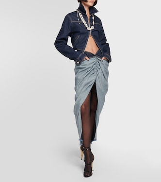 Falda larga en denim drapeada | Alaïa