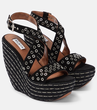 Embellished suede wedge sandals | Alaïa