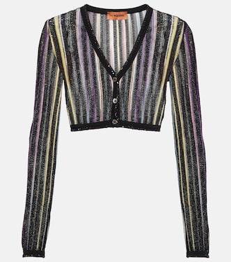 Cárdigan cropped con lentejuelas a rayas | Missoni