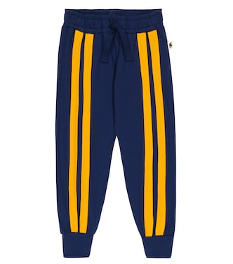 Panel striped cotton jersey sweatpants | Mini Rodini