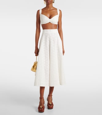 Gonna midi Crush Embroidered in lino | Zimmermann