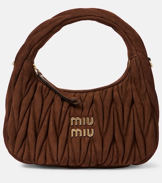 Wander Small matelassé suede tote bag | Miu Miu