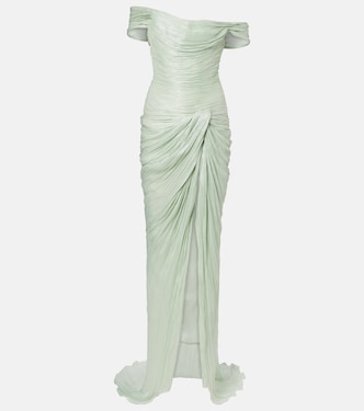 Asymmetric off-shoulder bustier gown | Marmar Halim