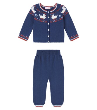 Baby Set Mavi aus Cardigan und Hose aus Wolle | La Coqueta