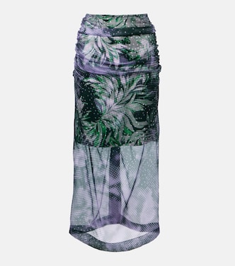 Jupe midi imprimée en soie mélangée | Dries Van Noten