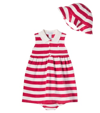 Baby cotton-blend dress, hat, and bloomers set | Polo Ralph Lauren Kids