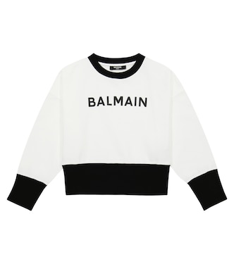 Logo printed cotton sweatshirt | Balmain Kids
