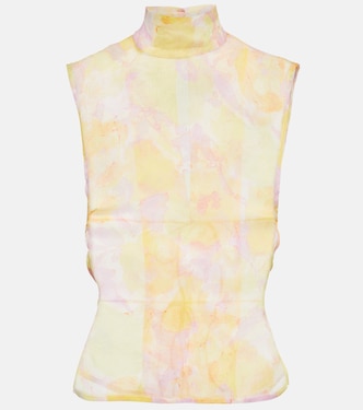 Printed mockneck silk top | Dries Van Noten