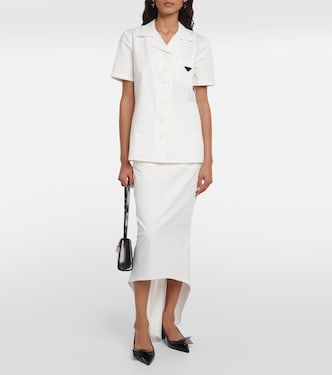 Falda midi de algodón asimétrica | Prada