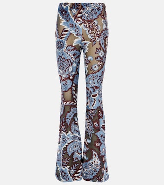 Floral velvet jacquard flared pants | Etro