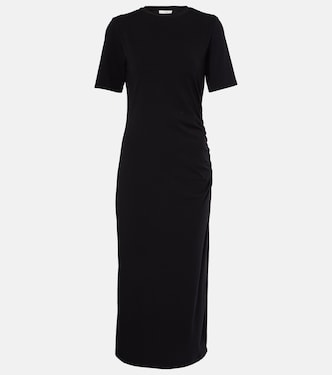 Gathered cotton-blend midi dress | Vince