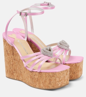 Wedge-Sandalen Double Heart aus Satin | Mach & Mach