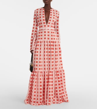 Vestido largo de encaje con cinturón | Giambattista Valli