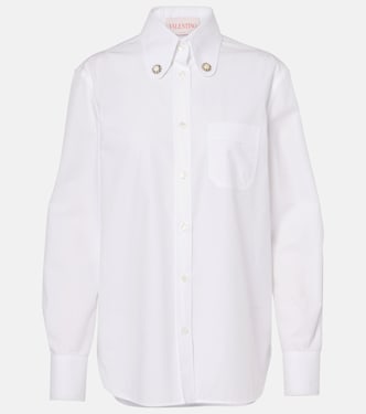 Faux pearl-embellished cotton poplin shirt | Valentino