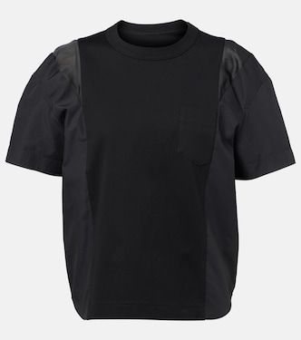 T-shirt in popeline e jersey di cotone | Sacai
