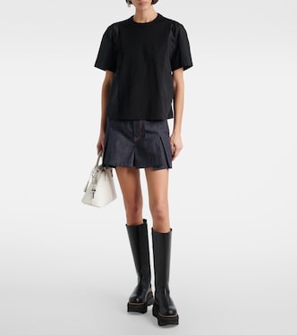 Camiseta de popelín de algodón y jersey | Sacai