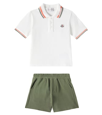 Cotton polo shirt and shorts set | Moncler Enfant