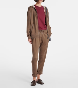 Cotton and silk zip-up hoodie  | Brunello Cucinelli