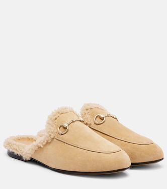 Mules in suede con shearling | Gucci