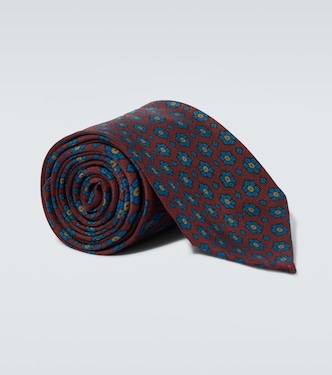 Printed silk satin tie | Rubinacci