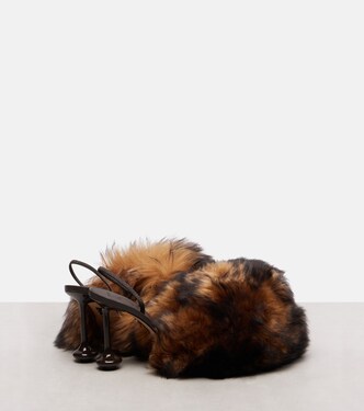 Escarpins slingback Toy 90 en cuir et shearling | Loewe