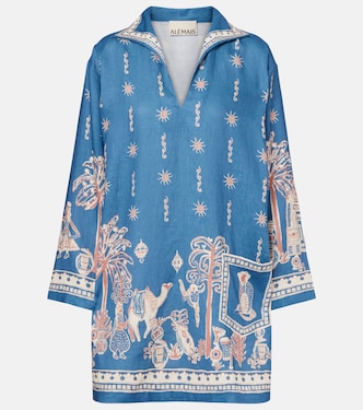 Miniabito in lino con stampa acacia | Alémais
