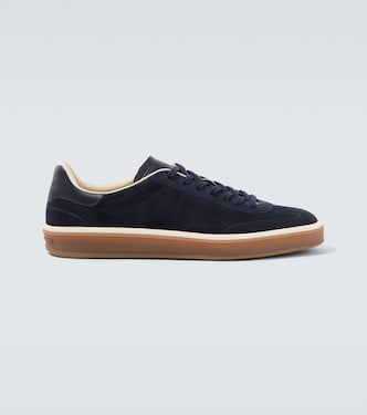 Tennis leather-trimmed suede sneakers | Loro Piana