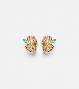 Boucles d’oreilles en or 18 ct (750/1000) avec diamants et émeraudes | Shay Jewelry