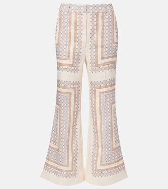 Pantalon évasé imprimé en lin | Zimmermann