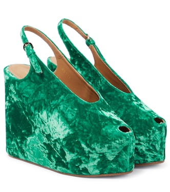 Slingback velvet platform sandals | Dries Van Noten
