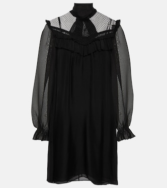 Lace-trimmed ruffled silk minidress | Dorothee Schumacher