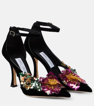 Salones Azara 100 de terciopelo con lentejuelas | Jimmy Choo