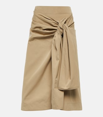 Falda midi de algodón drapeados | Bottega Veneta