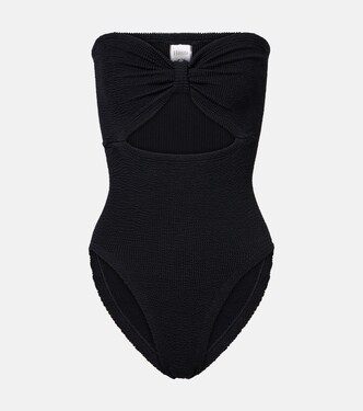 Alana cutout gathered bandeau swimsuit | Hunza G