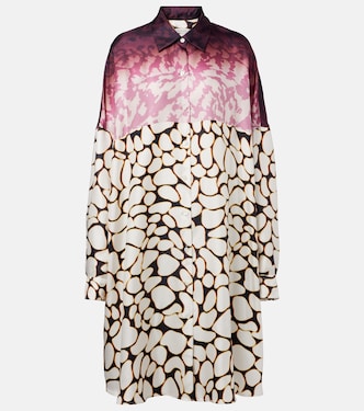 Colorblocked printed silk shirt dress | Dries Van Noten