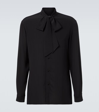 Tie-neck silk crêpe de chine shirt | Valentino
