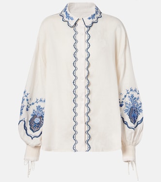 Bedruckte Bluse Abadía Wild aus Leinen | Agua by Agua Bendita
