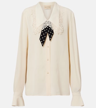 Ruffled silk crêpe de chine blouse | Valentino