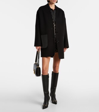 Wendbarer Mantel Caban aus Wolle mit Leder | Gucci