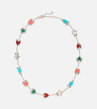 Halskette Petits Personnages aus 9kt Gelbgold (375/1000) mit Edelsteinen | Yvonne Léon