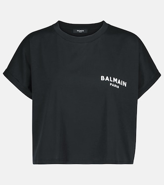 T-shirt cropped in cotone con logo | Balmain