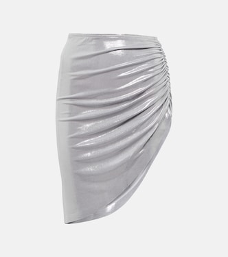 Asymmetric ruched lamé miniskirt | Norma Kamali