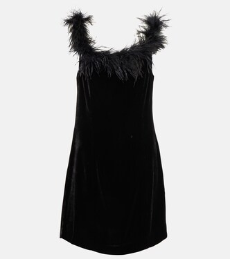 Minikleid Lena aus Samt mit Federn | Rixo